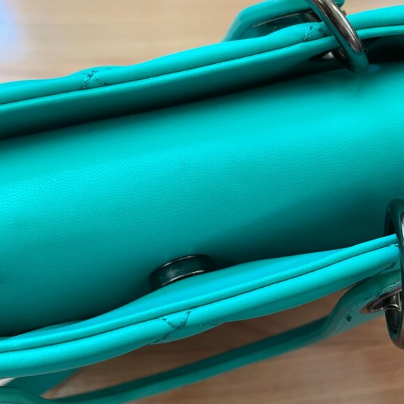 FIRM. $129 Badgley Mischka Diamond Purse, Vegan Leather Studded Branded Gunmetal - Picture 7 of 14